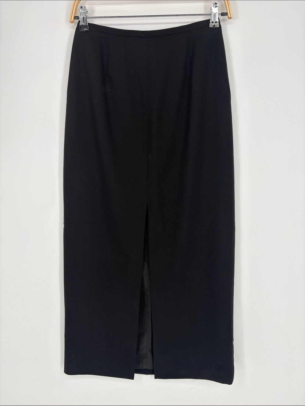 🐩 Ann Taylor pure wool Black Maxi Skirt with Center front Slit